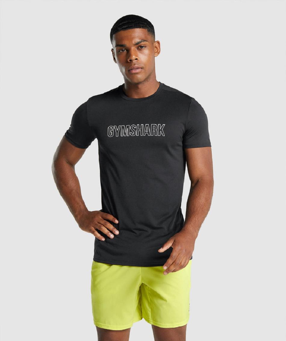 T Shirts Męskie Gymshark Arrival Grafiką Czarne | PL 3926DFM